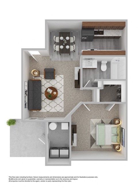 Floor plan for 1 bed, 1 bath, 650 sqft